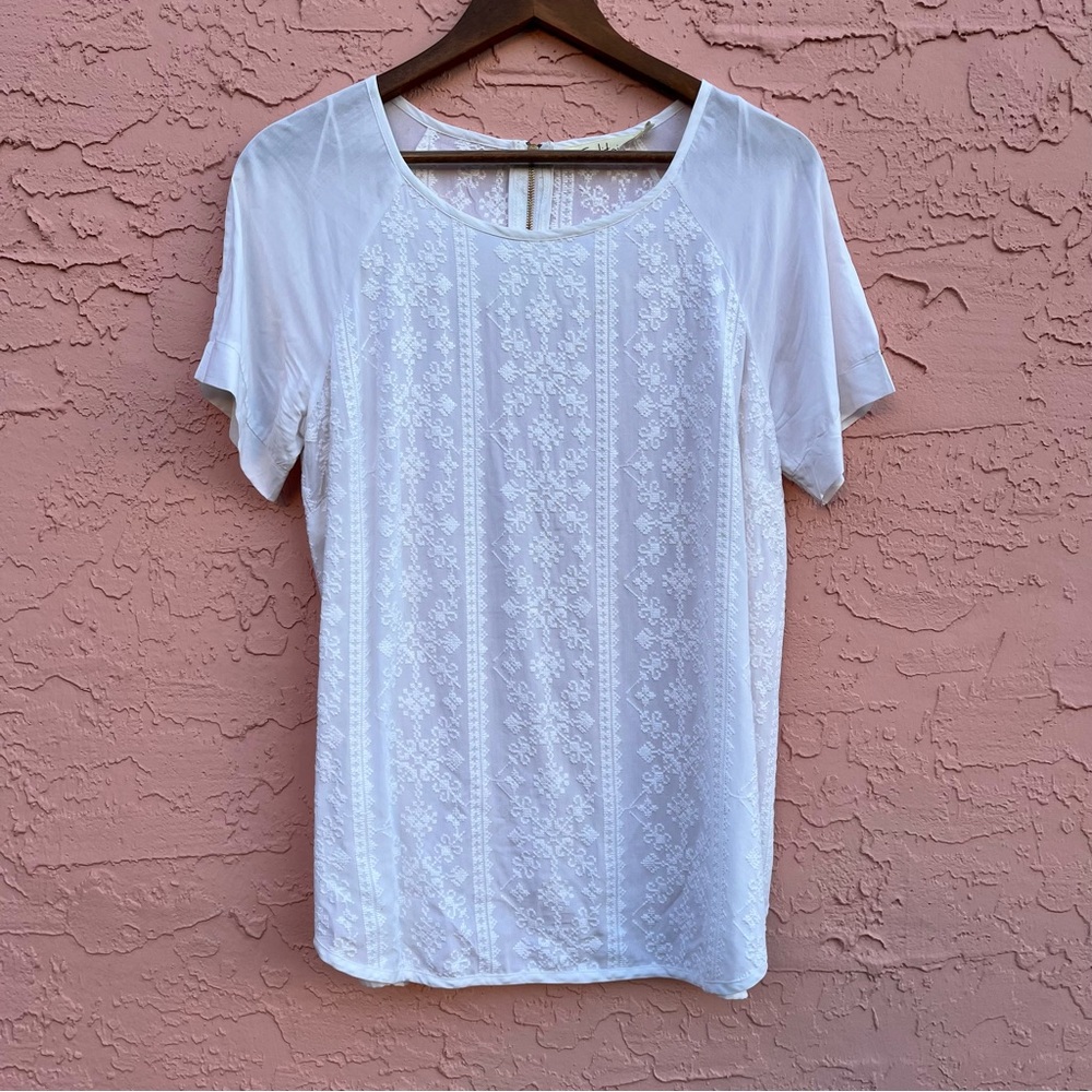 Solitaire White Rayon Blouse Size Large